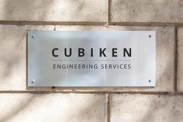 Frosted Acrylic Wall Sign for Cubiken Engineering Services
