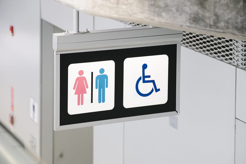 Aluminum ADA Restroom Hanging Signs for Offices