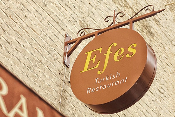 Hanging Blade Sign for Efes Turkish Restaurant