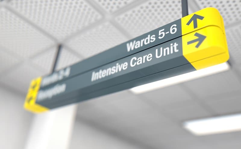 Hospital Directional Sign Intensive Care Unit