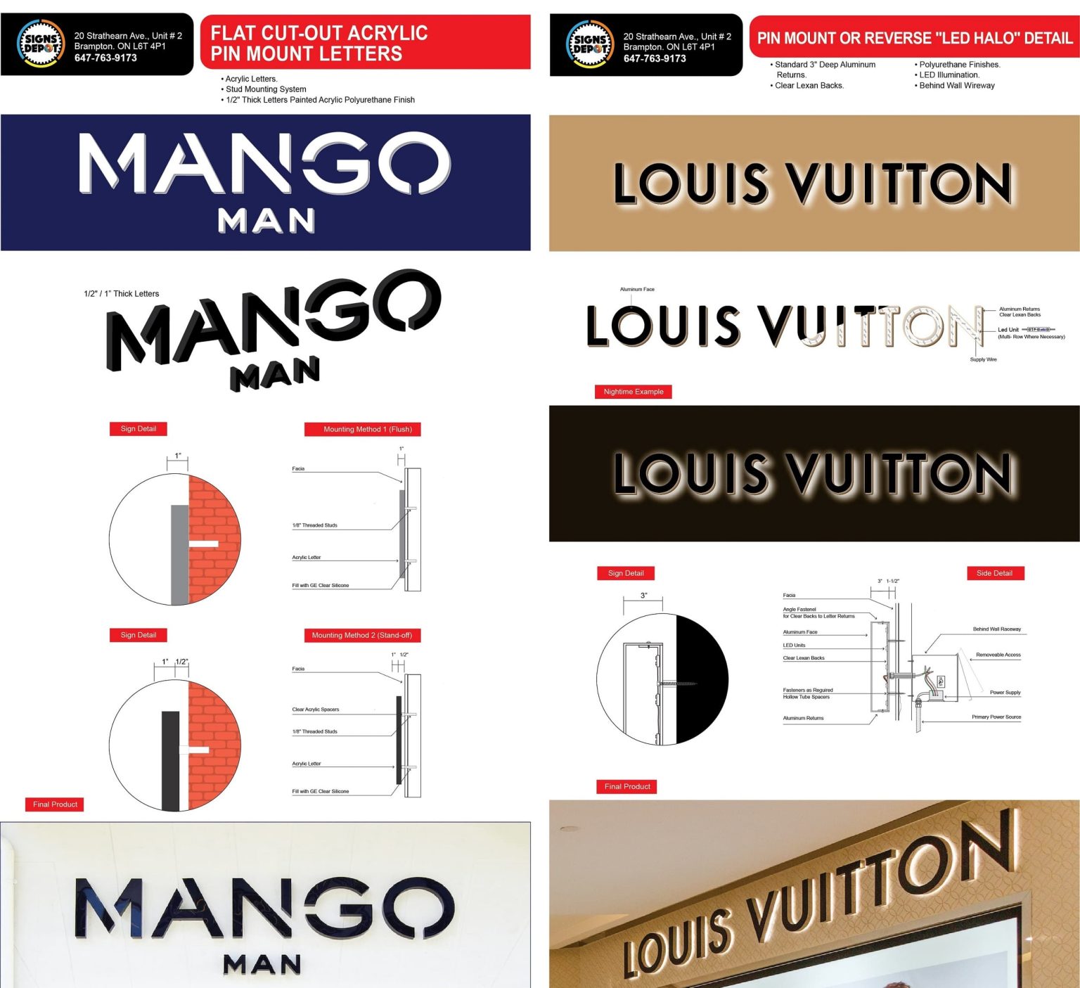 Directory Pin Point Letters Custom Pin-Mounted Letters for Business Signs