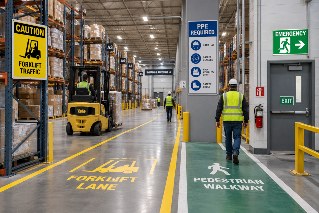 warehouse safety signs for businesses in Canada