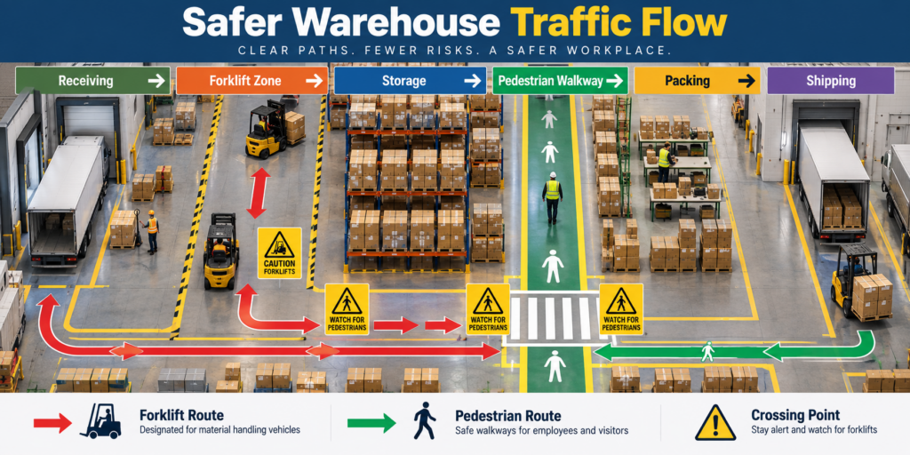 warehouse pedestrian and forklift safety signs 